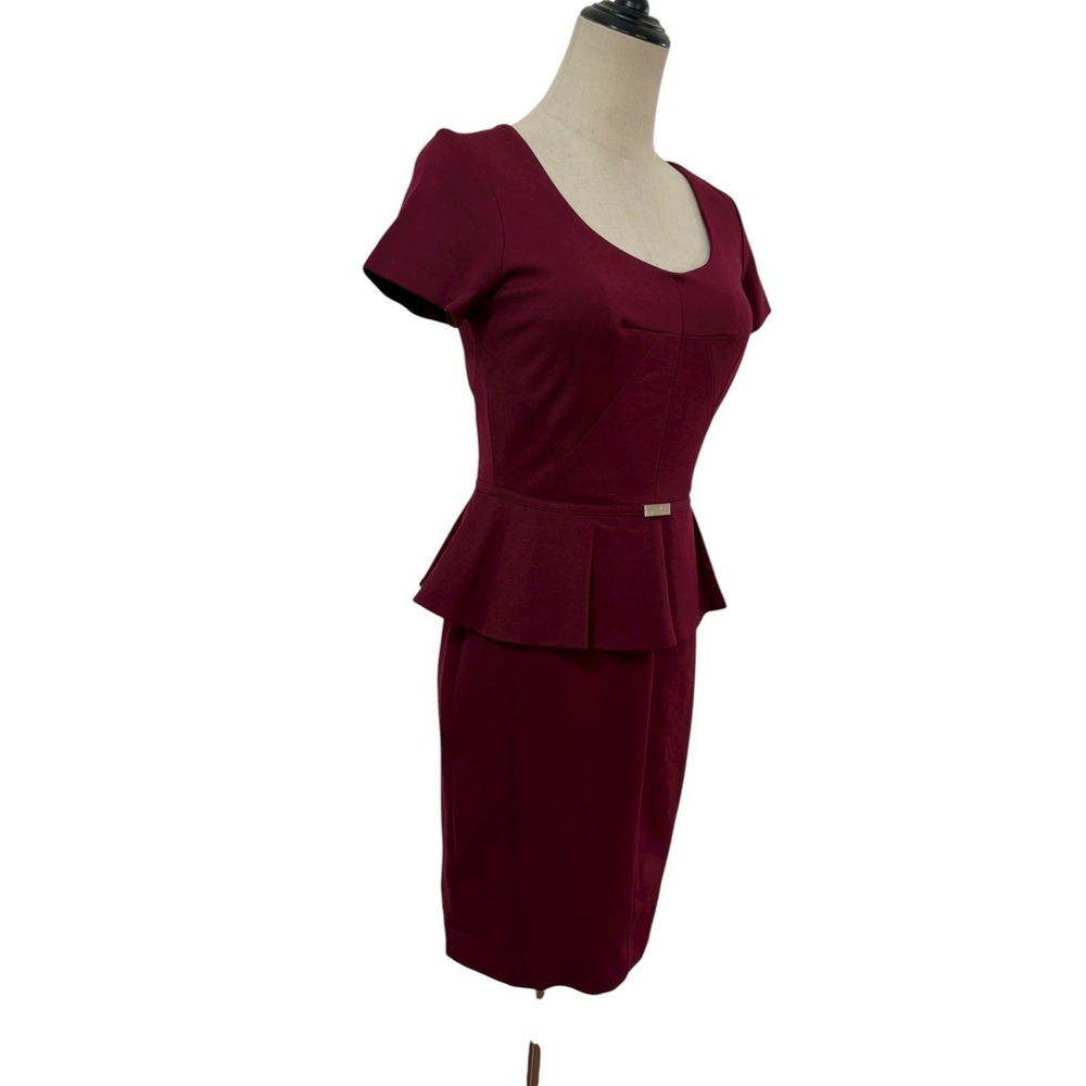 NWT Ann‎ Taylor Dress Peplum Burgundy Sz 2P Office Career  Professional Wiggle - Picture 3 of 10